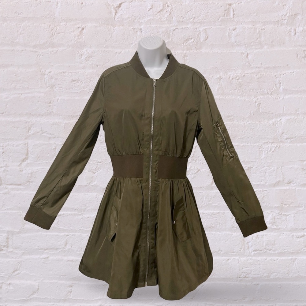Awoo Bomber Jacket Military Soft Green Rib Knit Trim Size Large New with Tags
